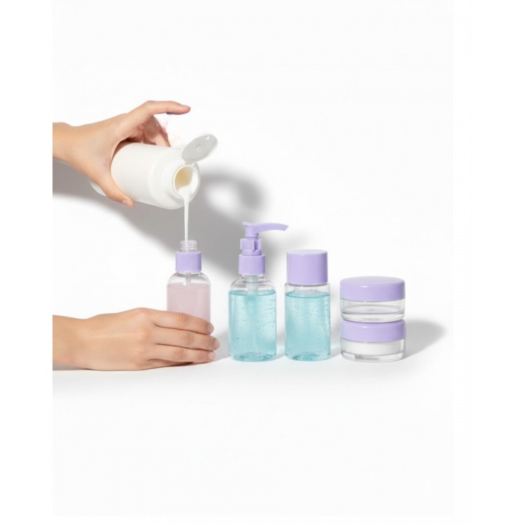 5 Parça Şeffaf Seyahat Kozmetik Seti 30 ml