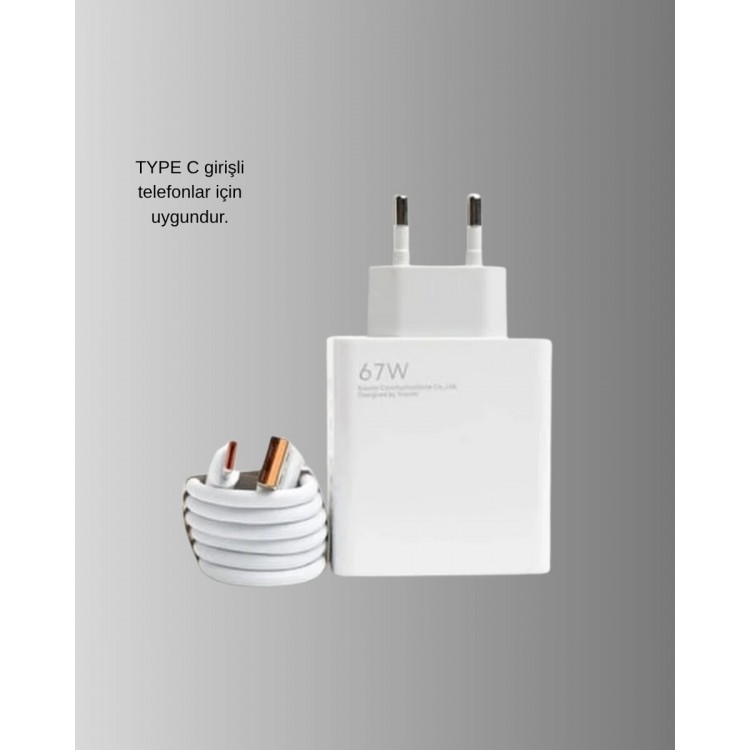 67W Süper Hızlı Şarj Adaptörü ve Kablo Seti – Güvenli Kompakt ve Ergonomik Tasarım