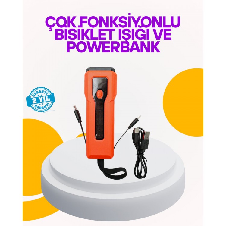 Su Geçirmez Bisiklet Işığı 5000 mAh Powerbankli Ön Far