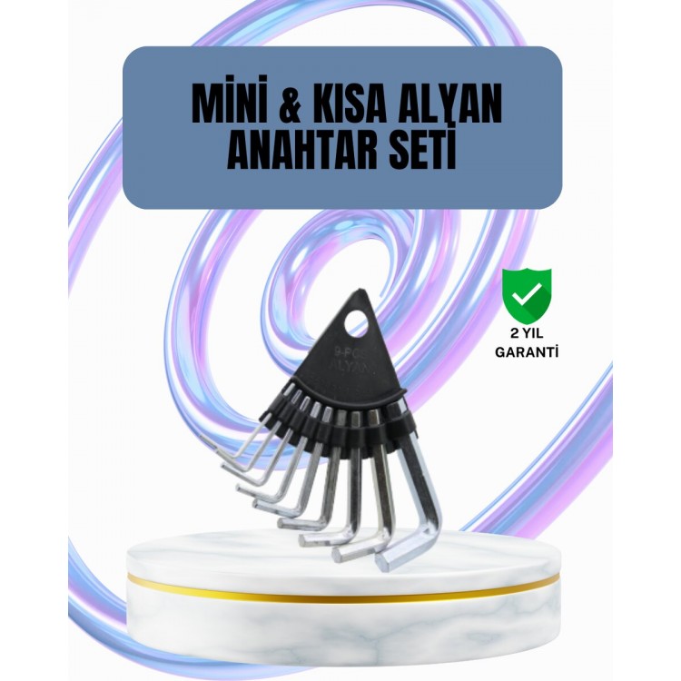 9 Parça Alyan Anahtar Seti Altıgen Uçlu Mobilya ve Tamir İçin