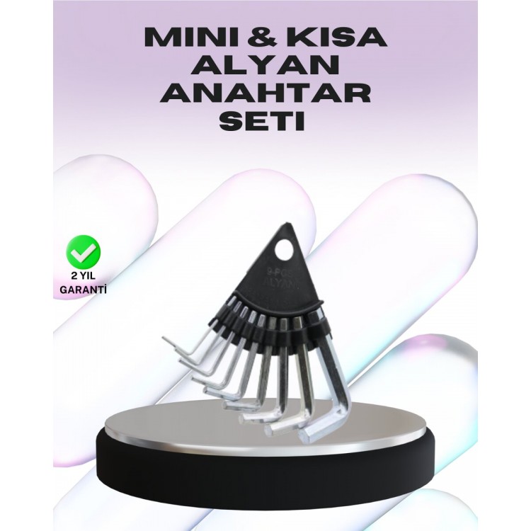 9 Parça Alyan Anahtar Seti Farklı Metrik Ölçü Pratik Taşıma