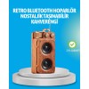 Retro Bluetooth Hoparlör Ahşap Görünümlü 5W Çift Stereo Ses