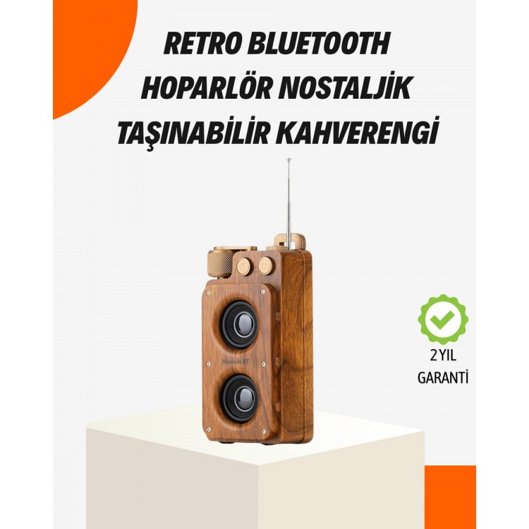 Ahşap Tarzı Kablosuz Hoparlör 5W Güçlü Bass TF USB AUX
