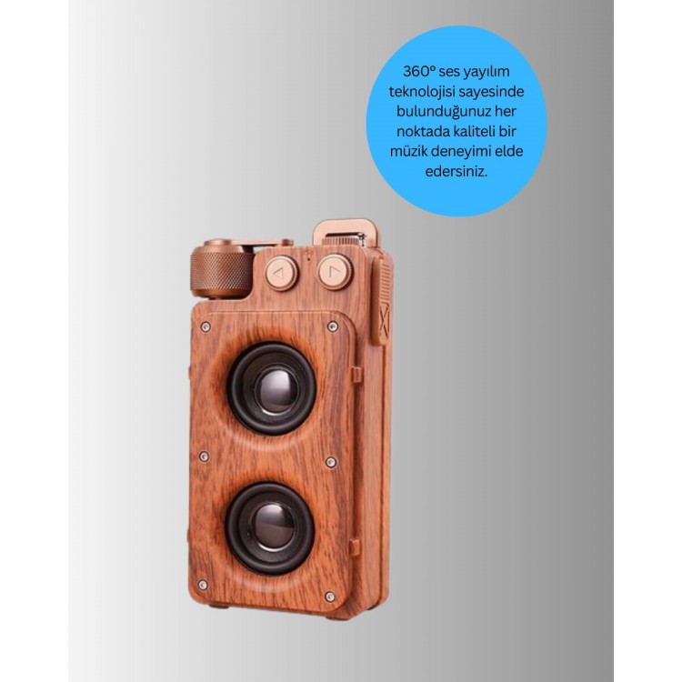 Retro Radyo Tasarım Bluetooth Hoparlör 1800mAh Uzun Çalma Süresi