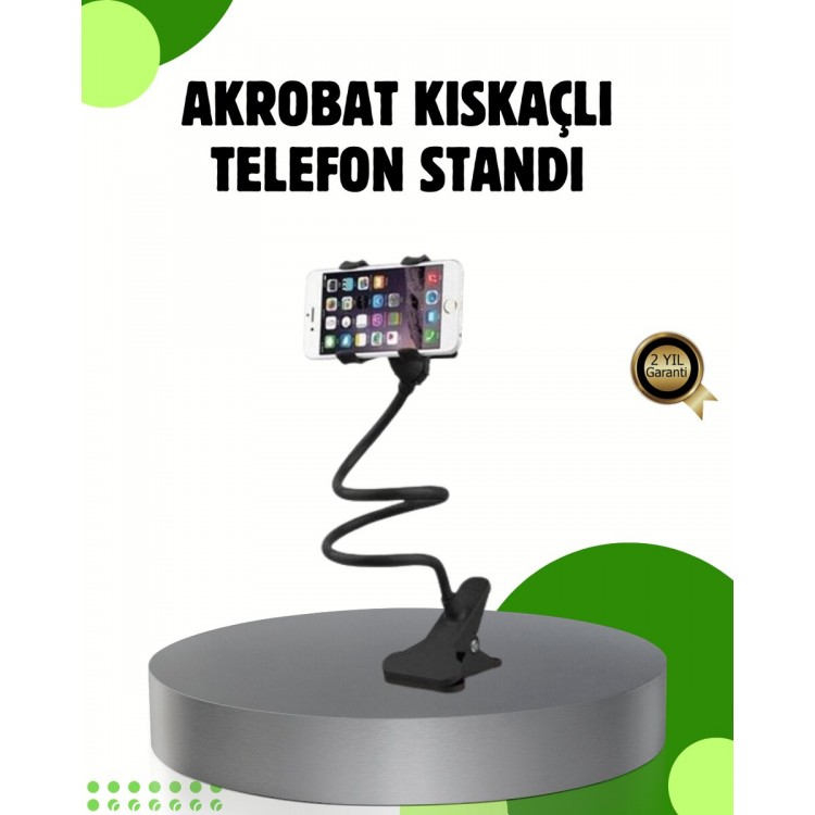 Akrobat Masaüstü Mandallı Telefon Tutucu 360 Derece Dönebilen