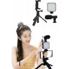 Tripod Telefon Tutucu Kumandalı Mikrofon Led Işık Vlog Video Kayıt