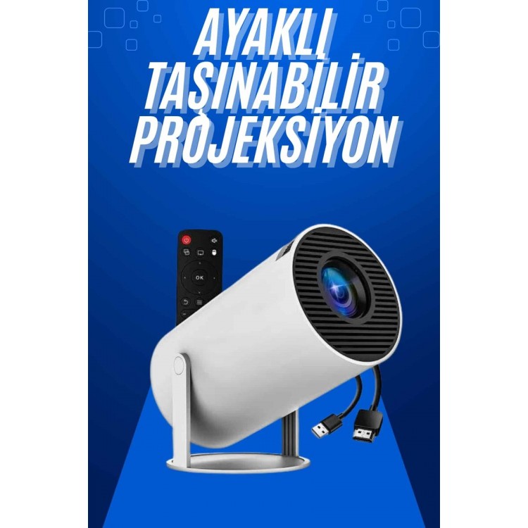 Taşınabilir Projeksiyon Ayaklı Projektör Android Uyumlu HDMI Girişli