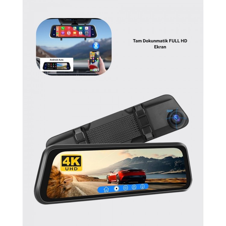 10 İnç Tam Dokunmatik Dikiz Aynası Kamera Ön Arka Full HD