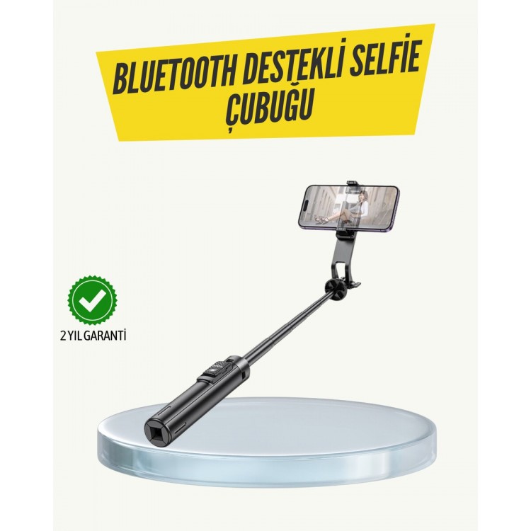 Bluetooth Selfie Çubuğu – Işıklı Katlanabilir Uzaktan Kumandalı