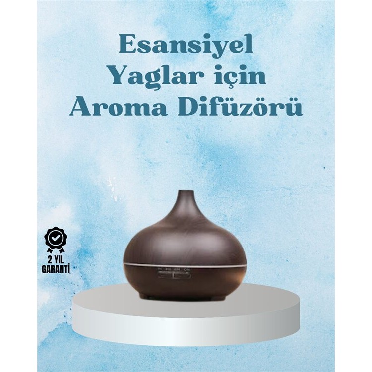 Sessiz Çalışan Aromaterapi Difüzörü – 4 Zaman Ayarlı 7 Renkli Işık Seçeneği