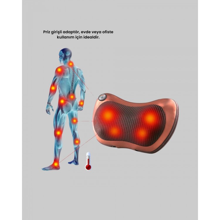 Ergonomik Derin Yoğurmalı Boyun Bel Sırt Masaj Cihazı Priz Çakmak Girişli