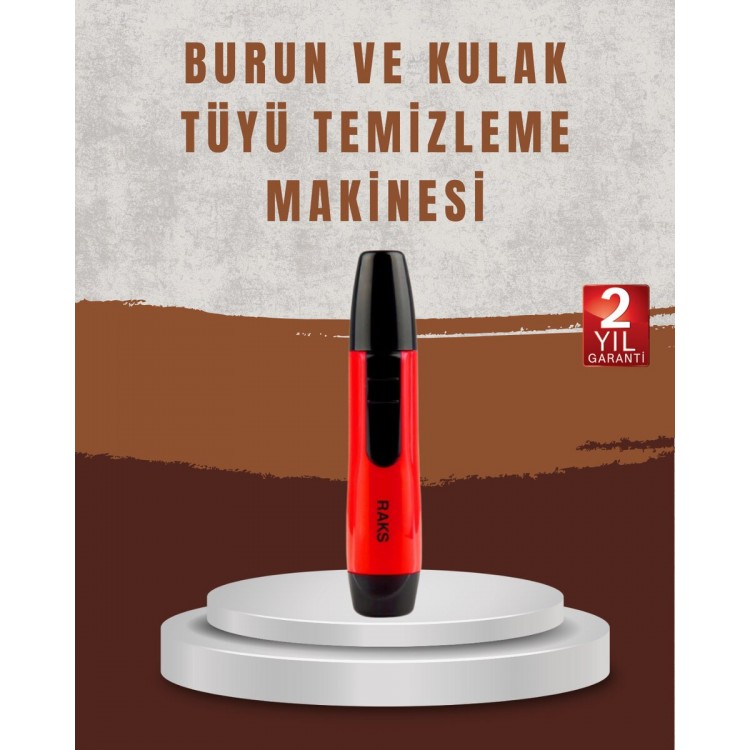 Raks Leo Burun Kulak Tüy Alma Makinesi 45 dk Şarj Süreli Kırmızı