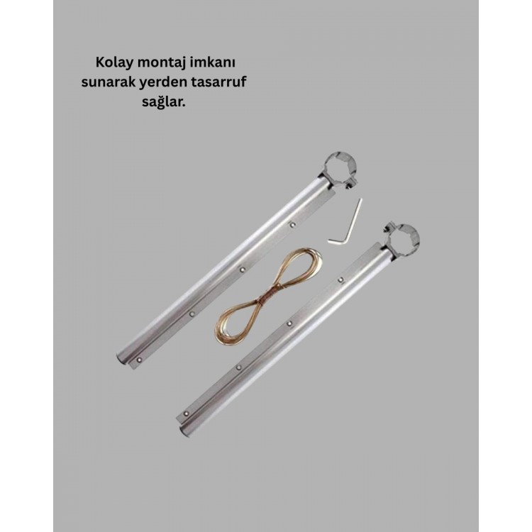 25x60 Balkon Askılığı Kare Demir Uyumlu Hava Dayanıklı Çamaşır Askısı