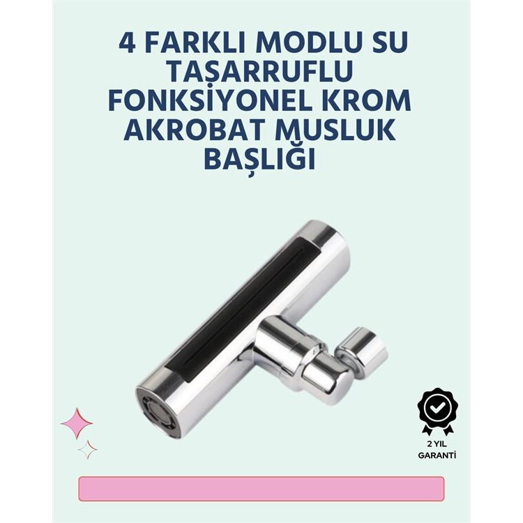 Krom Kaplamalı Çok Fonksiyonlu Musluk Başlığı | Paslanmaz Malzeme