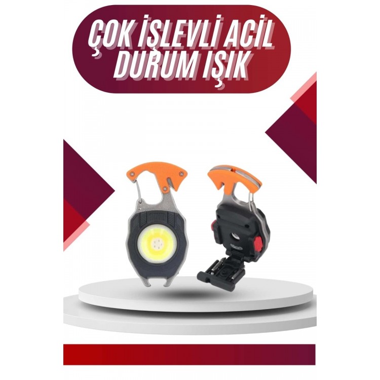 7 Modlu Mini Led Lamba Anahtarlık USB Şarjlı Kamp İçin Taşınabilir