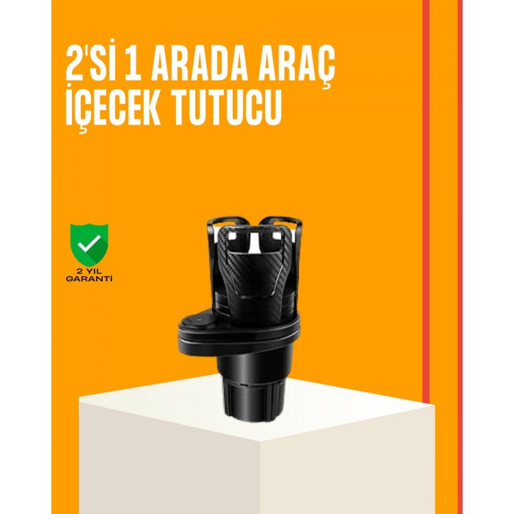 Oto Bardak Tutucu 360° Döner Çift Bölmeli Karbon Fiber Tasarım