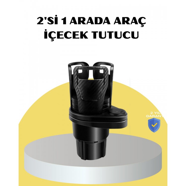 Araç İkili Bardak Tutucu Ayarlanabilir Genişlik 360° Döner Sistem