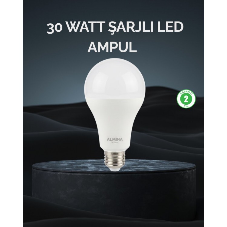 Şarjlı LED Ampul 30 Watt Soğuk Beyaz
