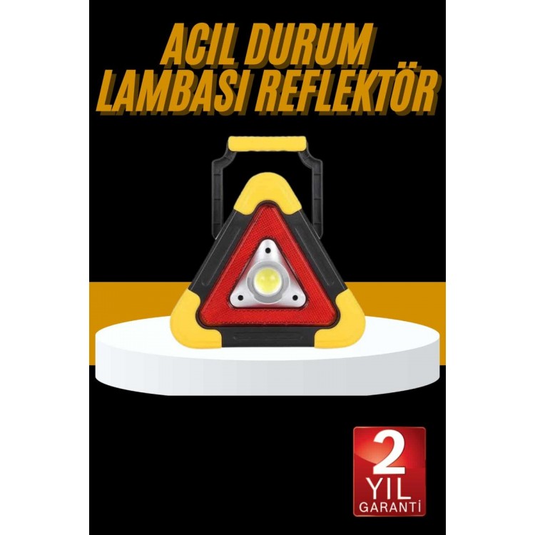 Reflektör Işıklı Ikaz Lambası Şarjlı Çok Fonksiyonlu Işıklı Üçgen Reflektör