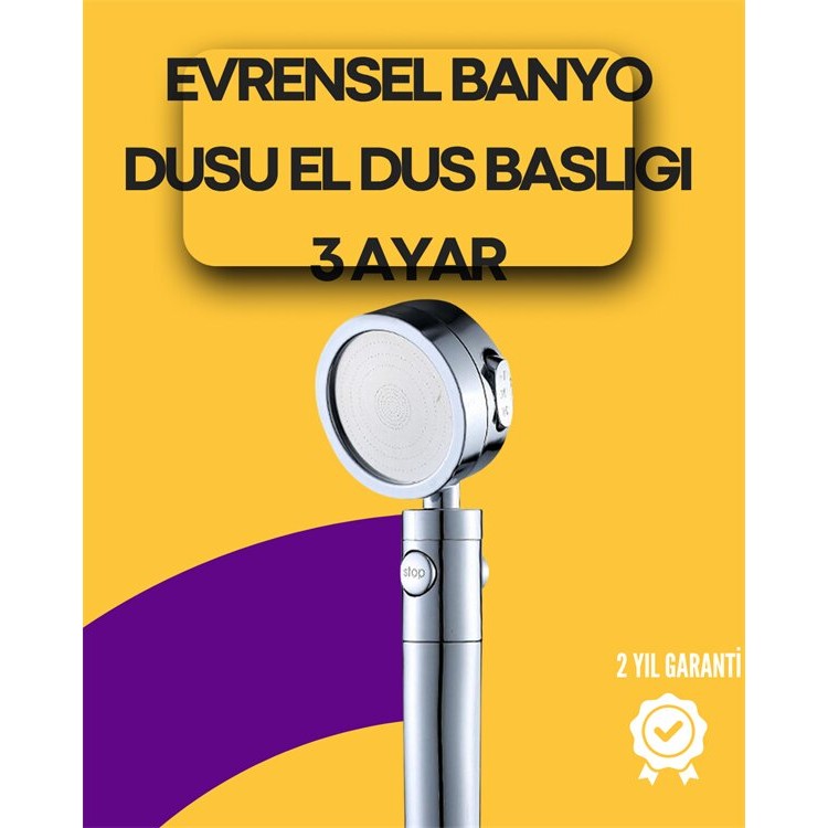 Sağlam Metal Hortum Bağlantılı 360° Hareketli Duş Başlığı