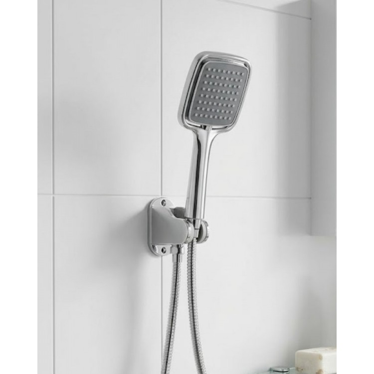 Siyah Duş Seti El Duşu Başlığı Spiral Hortum ve Duvar Askısı Banyo Duş Seti