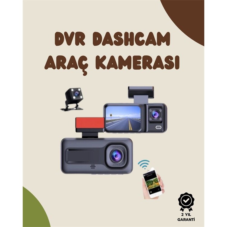 Sürüş ve Park Halinde Kesintisiz Güvenlik İçin 3 Kameralı Profesyonel Dashcam