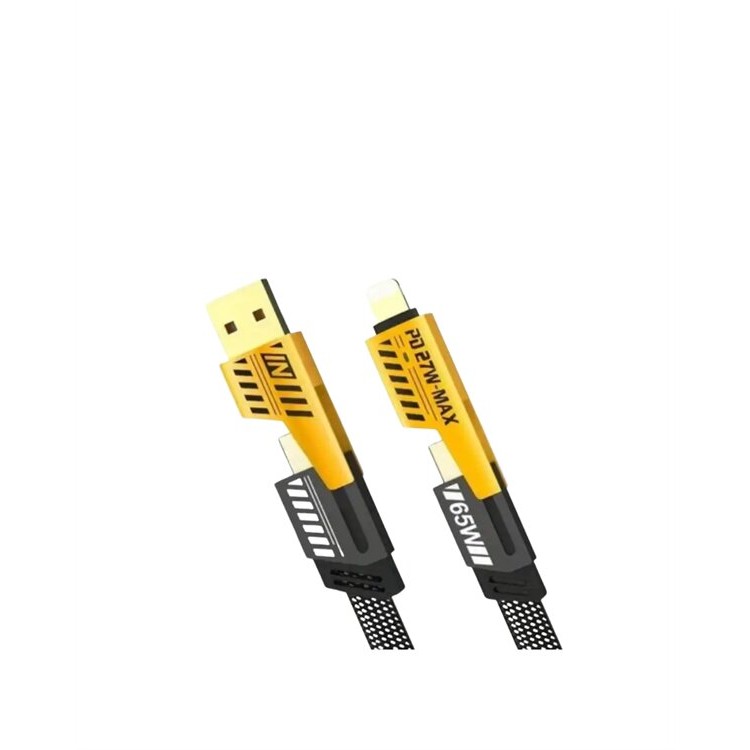 4'ü 1 Arada USB Hızlı Şarj ve Veri Kablosu – 65W Güç Çoklu Bağlantı 1.2m