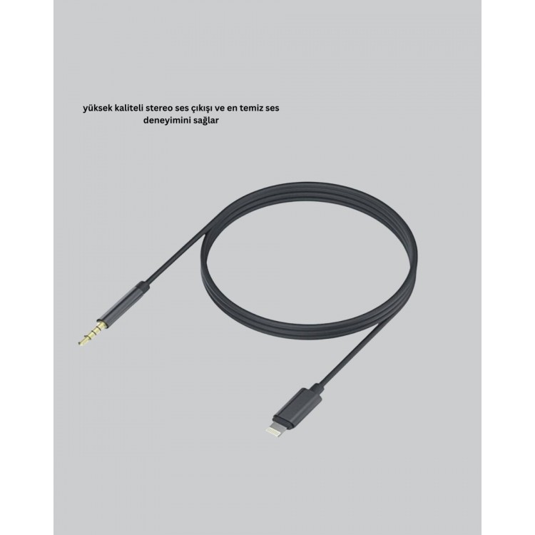 1 Metre Lightning to Aux Çevirici Kablo Stereo Ses Yüksek Kalite
