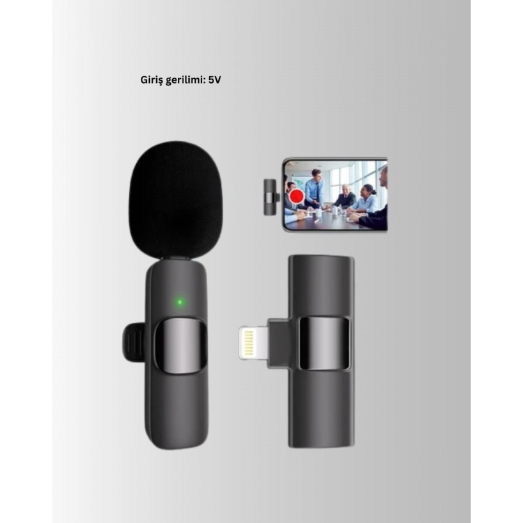 Çift Mikrofonlu Kablosuz Kayıt Seti iPhone Uyumlu Mini Mikrofon