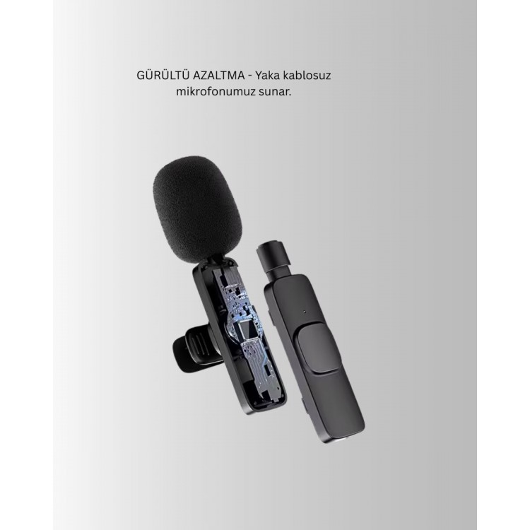 Çift Mikrofonlu Kablosuz Kayıt Seti iPhone Uyumlu Mini Mikrofon