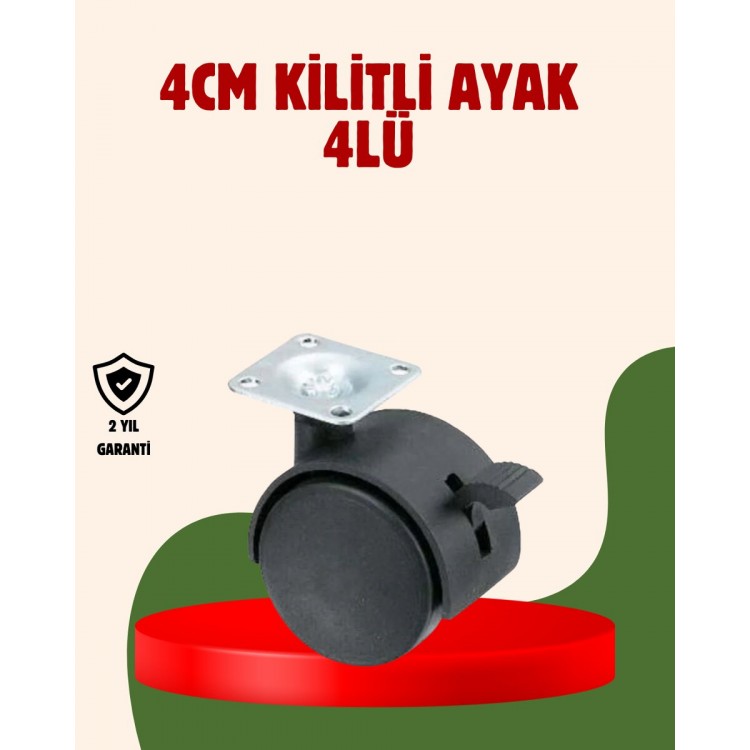 4 cm Kilitli Döner Ayak 4 Adet Sehpa ve Mobilya Ayağı