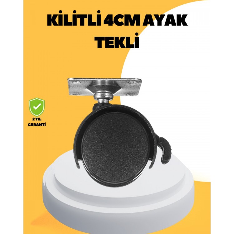 4 cm Kilitli Mobilya Tekerleği Tekli Sessiz ve Dayanıklı