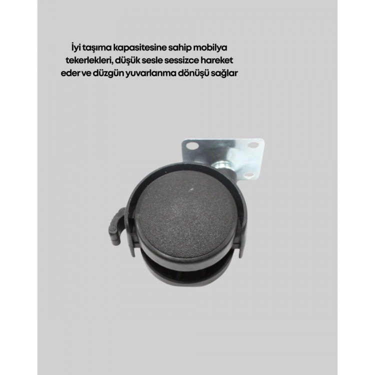 Dolap ve Raflar İçin 4 cm Kilitli Tekerlek Tekli
