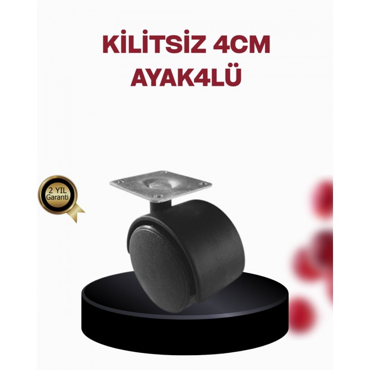 4 cm Döner Ayak Kilitsiz 4 Adet Mobilya ve Sehpa Ayağı