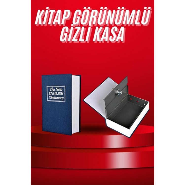 Kitap Görünümlü Gizli Kasa Büyük Boy Anahtarlı Kilitli Para Kasası