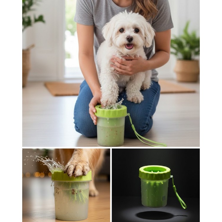 Taşınabilir Köpek Ayak Temizleme Aparatı Silikon Fırçalı
