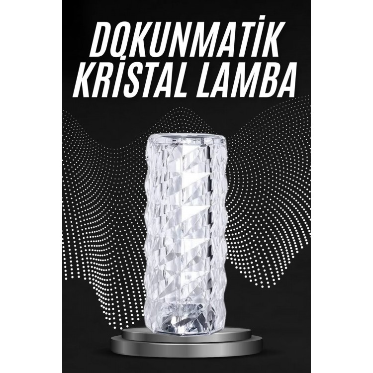 Kristal Lamba Masa Lambası Şarjlı Masa Lambası Dokunmatik Sensör Usb Şarjlı