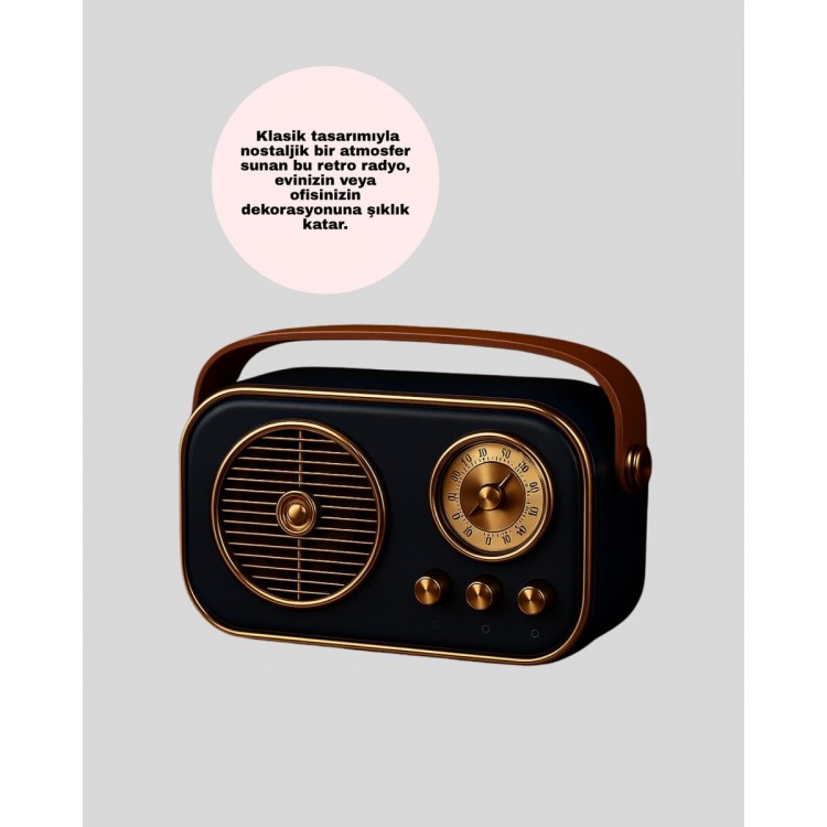 Retro Bluetooth Radyo – Nostaljik Tasarım TF Kart ve USB Destekli