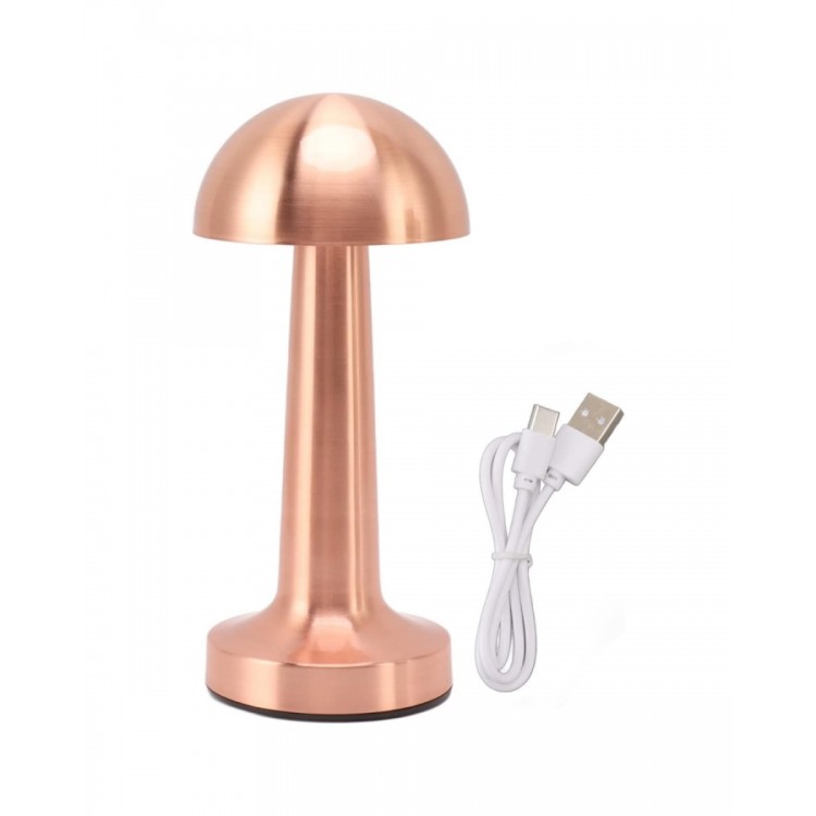 Bronz Dokunmatik Masa Lambası 3 Renk LED Şarjlı Kablosuz USB Çıkışlı