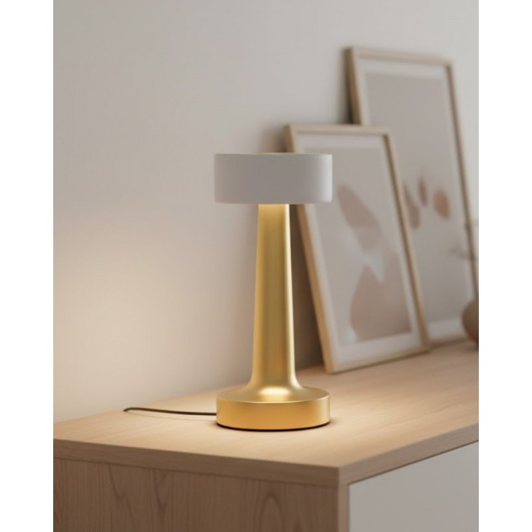 Modern Altın Gövdeli LED Masa Lambası 3 Işık Modlu
