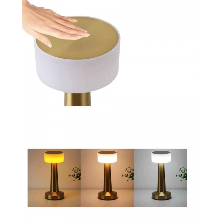Modern Altın Gövdeli LED Masa Lambası 3 Işık Modlu