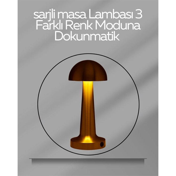 USB Şarjlı Dokunmatik LED Masa Lambası – 3 Renk Modu & Dimmer