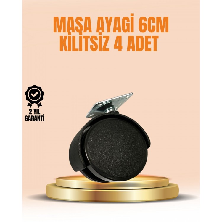 6 cm Kilitsiz Masa Ayağı Tekerleği 4’lü Set Çok Amaçlı