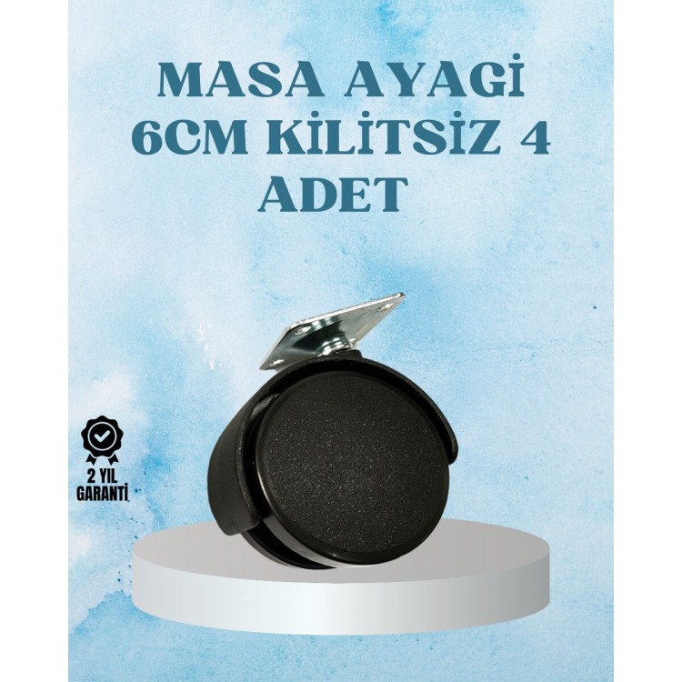 Kilitsiz Mobilya Tekerleği 6 cm 4 Adet Dayanıklı Tasarım