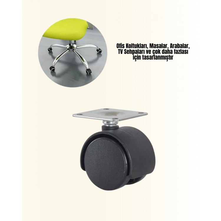 6 cm Kilitsiz Masa Ayağı Tekerleği 4’lü Set Çok Amaçlı