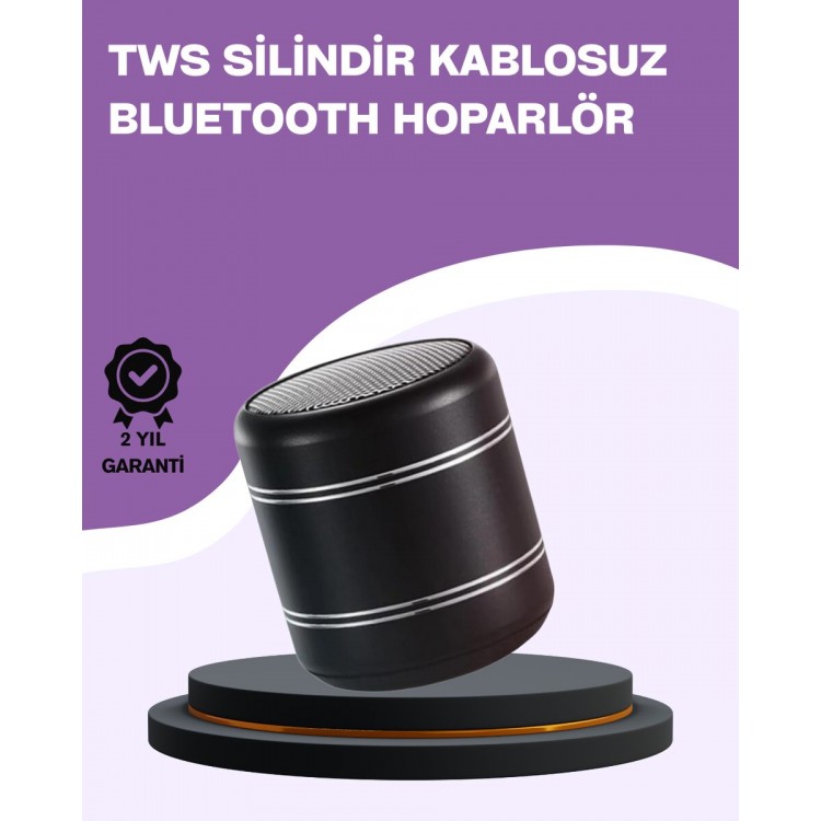 Silindir Tasarım Mini Bluetooth Hoparlör 10m Çekim Güçlü Bas ve Mikrofonlu