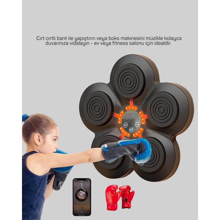 Evde Fitness İçin Akıllı Boks Makinesi Işıklı Vuruş Noktalı Bluetoothlu