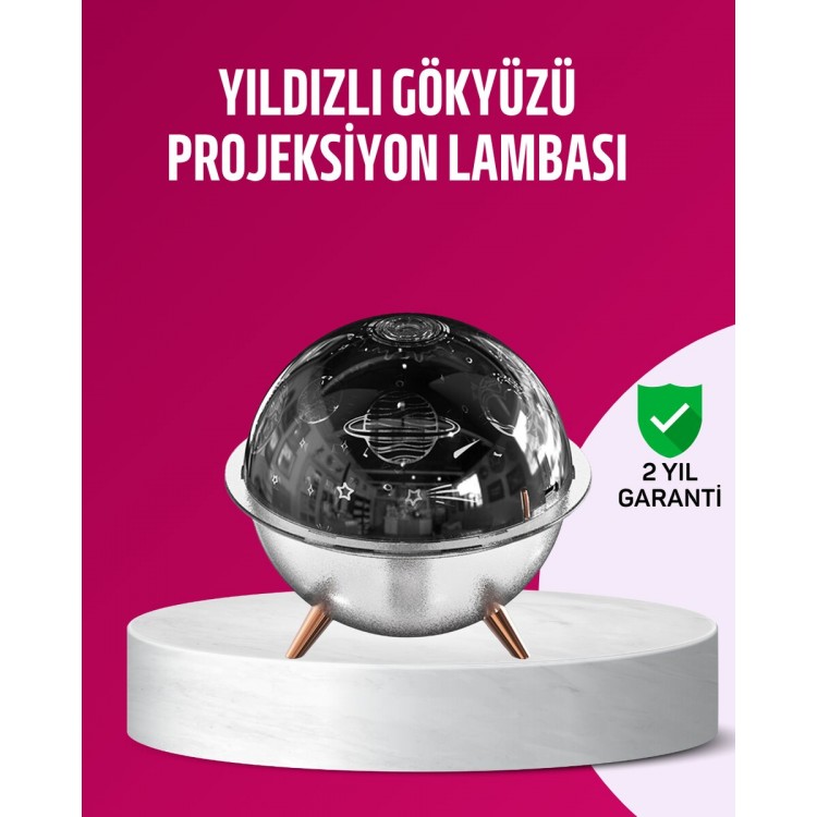 Uzay Temalı Projeksiyonlu Nemlendirici USB Güçlü Gece Lambası