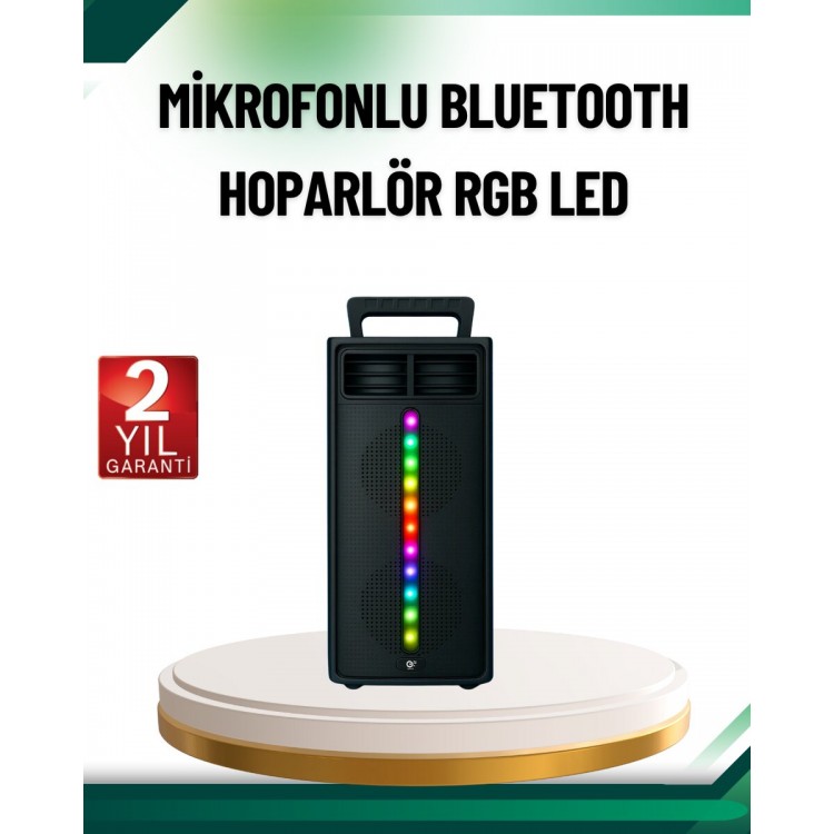 Şarjlı Işıklı Bluetooth Hoparlör | USB AUX TF Kart ve Radyo Destekli