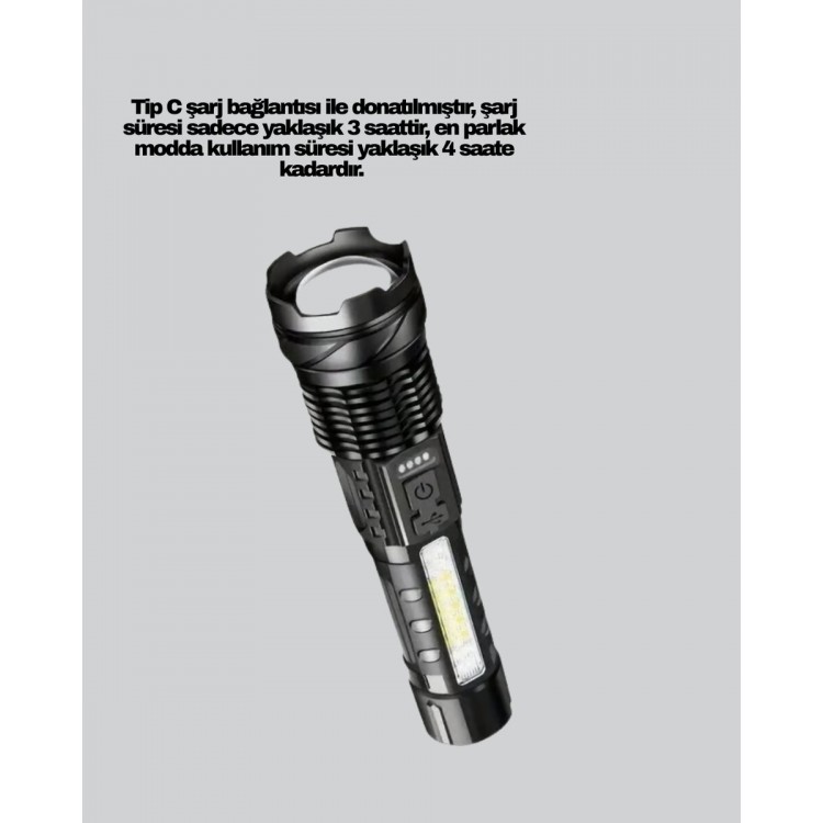 Güçlü LED El Feneri Şarj Edilebilir Çok Modlu